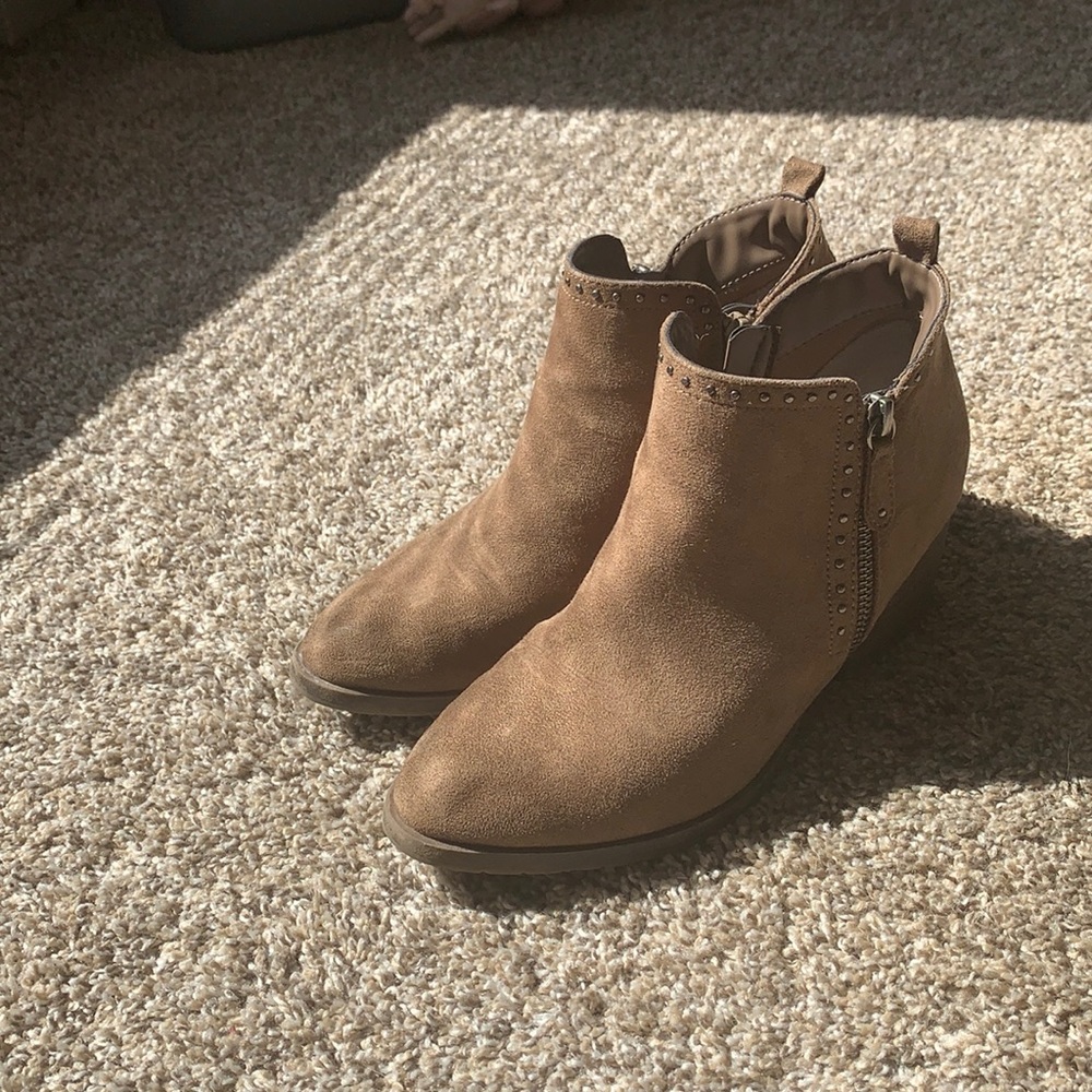 brown studded booties